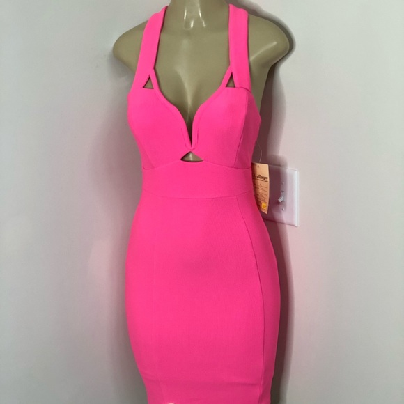 Nikibiki Neon Pink bodycon Dress - Picture 1 of 5